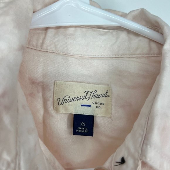 Universal Thread Shirt Pink Tie Dye Popover Button Down Long Sleeve - Picture 4 of 11